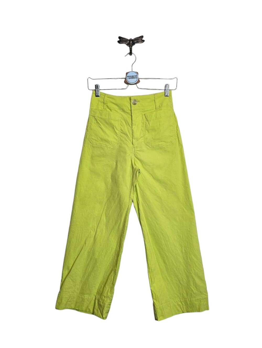 Maeve Colette Crop Wide Leg Pants Lime Green Magic Fabric 25 - Picture 2 of 14